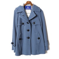 裏地チェックフード付ロングコート 38 バーバリーブルーレーベル br01001028 BURBERRY BLUE LABEL ブルー レディース