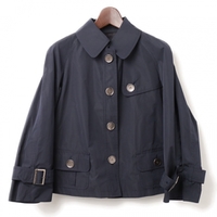 撥水加工袖ベルトショート丈コート 38 バーバリーロンドン 75457 BURBERRY LONDON ネイビー レディース
