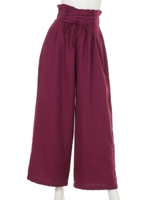 【Latina】ウエストシャーリングレースアップワイドパンツ/パープル(022)