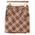 チェックセミタイトスカート 36 バーバリーブルーレーベル 01000630 BURBERRY BLUE LABEL ブラウン レディース
