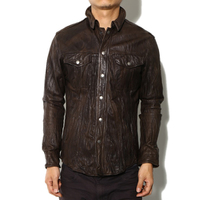 バーバリーブラックレーベル レザーシャツ 33168 ダークブラウン系 メンズ 粋な着こなしを