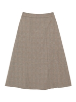 グレンチェックAラインミディアムスカート/ベージュ