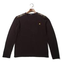 ショルダーチェック切替ニットカットソー 3 バーバリーブラックレーベル 66289 BURBERRY BLACK LABEL ブラウン メンズ
