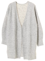 ・目移し柄畦ニットカーディガン/杢ライトグレー