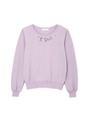 ◆大きいサイズ◆フワラー刺繍クルーネックニット/ラベンダー(080)