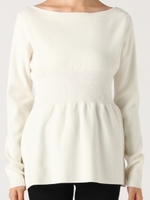 ウエストシェイプフレアーニットプルオーバー/WHT