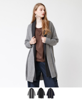 ミドルゲージ配色ガウンカーディガン/コーディガン