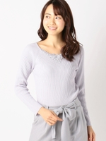 レースリブニット/ライトグレー