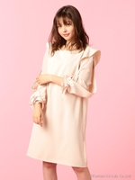 ラッフルスリーブワンピース/ピンク