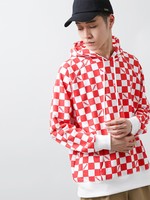 WEGO/チェッカー総柄プルパーカー