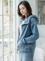 INDIGO裏毛 脇スリット フードJK/ブリーチ