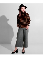 【Settimissimo】ITALY　ウール調カットオフデザインワイドパンツ/ライトグレー(007)