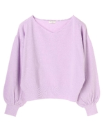 ・Vネックボリュームスリーブニットプルオーバー/ラベンダー