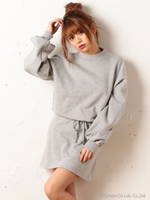 【プチプラ4900円ワンピース】バックカシュクールカットワンピース/杢グレー