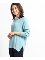 ストライプ編みラメ混ニット/ライトブルー(091)