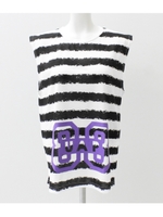 【UNDER ANAP】ボーダー下プリント・ビッグTシャツ/ブラック(027)