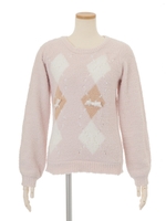 マシュマロアーガイルニットTOPS/ピンク