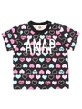 【ANAP KIDS】ラメ入りハート柄Tシャツ/ブラック(027)
