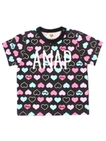 【ANAP KIDS】ラメ入りハート柄Tシャツ/ブラック(027)