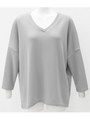 【Alluge】ルーズVネックTOPS/グレー(006)