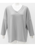 【Alluge】ルーズVネックTOPS/グレー(006)