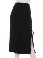 レースアップスリットスカート/ブラック