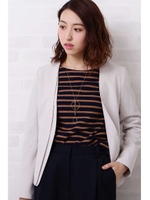 度詰めボーダーカットソー/グリーン×ネイビー1(141)