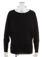 シャツ衿付きリブ入りドルマンニット