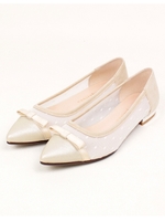 【新色追加】ドットチュールポインテッドバレエシューズ/ベージュ