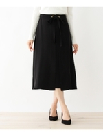 【洗える】Aラインミディ丈スカート/カーキ&グリーン系(020)