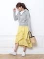アシメギャザーフリルスカート/ライトイエロー