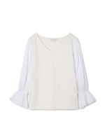 フラワーリブテレコキャンディースリーブカットソー/ネイビー(120)