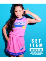 【ANAP GIRL】ラインリブトップス×スカートSET/ピンク(008)