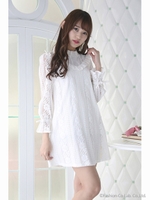 レースフリルサックワンピース/ピンク