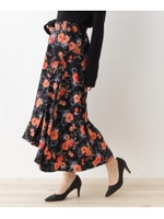 イレギュラーヘムフラワーマキシスカート/ブラック(119)