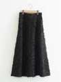 カットジャガードAラインロングスカート/ブラック