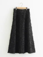 カットジャガードAラインロングスカート/ブラック