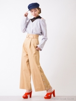 サイドボタンボリュームワイドパンツ/ベ-ジュ