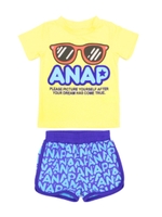 【ANAP KIDS】サングラスプリントTシャツ＋ロゴショートパンツSET/ブルー(019)