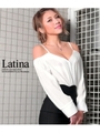【Latina】肩あきジョーゼットブラウス/ホワイト(001)