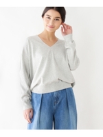 Vネックコクーンシルエットニット/ブルー系(094)