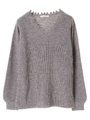 ・クラッシュリブVネックプルオーバー/杢グレー