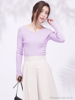 【WEB限定】ハートネックリブニット/ラベンダー