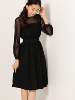 〓jpNC ドット/タフタ 切替ワンピース/BLACK