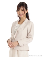 ジャガードボーダーテーラー長袖JK/ベージュ