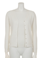 ボトルネックニットアンサンブル(カーデ+ノースリニット)/ホワイト