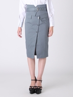 コルセット付ハイウエストミディスカート/BLU