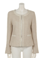 フォーマル/ツィードノーカラージャケット/ベージュ