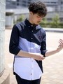 ライオン刺繍ブロッキングシャツ