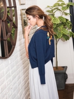 noranoel rose刺繍ニット/ネイビー
